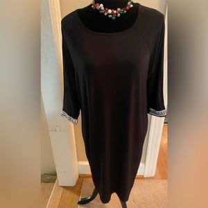 Little black dress with jeweled cuffs; sz 12